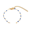 Bracelet Ajustable avec chaîne d'extension, Maille fantaisie 2mm, résine BLEU, Acier Inoxydable 304 Doré