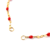 Bracelet Ajustable avec chaîne d'extension, Maille fantaisie 2mm, résine émaillée ROUGE, Acier Inoxydable 304 Doré
