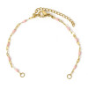 Bracelet Ajustable avec Chaîne d’Extension, Maille Grain de café 2 mm, Résine Rose – Acier Inoxydable 304 Doré
