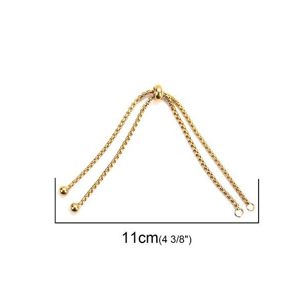 Bracelet Réglable Intercalaire 22cm, Acier Inoxydable 304, maille Paloma, Doré à l'or fin 18K placage IONIQUE