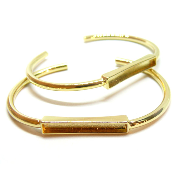 Support de bracelet Jonc plateau rectangle, Laiton, finition doré à l'or fin 18K