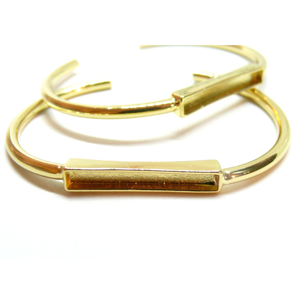 Support de bracelet Jonc plateau rectangle, Laiton, finition doré à l'or fin 18K