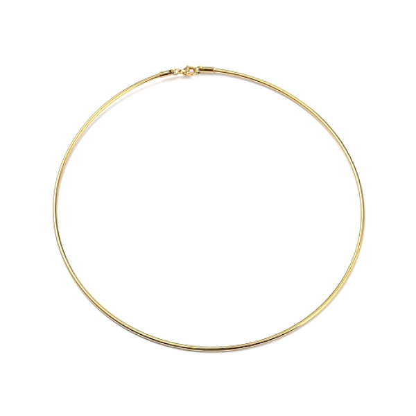 Collier Torque JONC 2mm, avec fermeture mousquetons, Acier Inoxydable, Doré placage IONIQUE