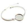 Support de Bracelet Demi jonc 12mm avec Chaine de Confort en Acier Inoxydable 304 Argenté