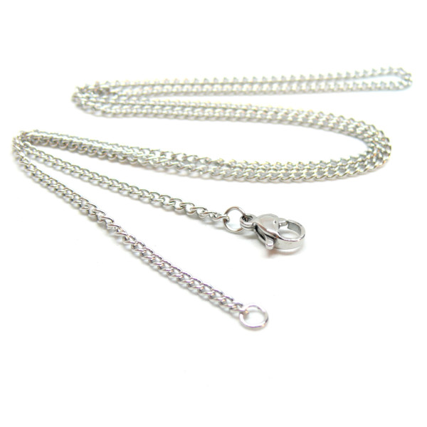 Colliers Maille gourmette 2 par 1 mm, Acier Inoxydable 304, finition Argenté