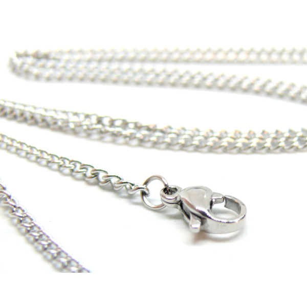 Colliers Maille gourmette 2 par 1 mm, Acier Inoxydable 304, finition Argenté