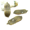 Pendentifs plumes ARTY 72mm, Laiton finition BRONZE