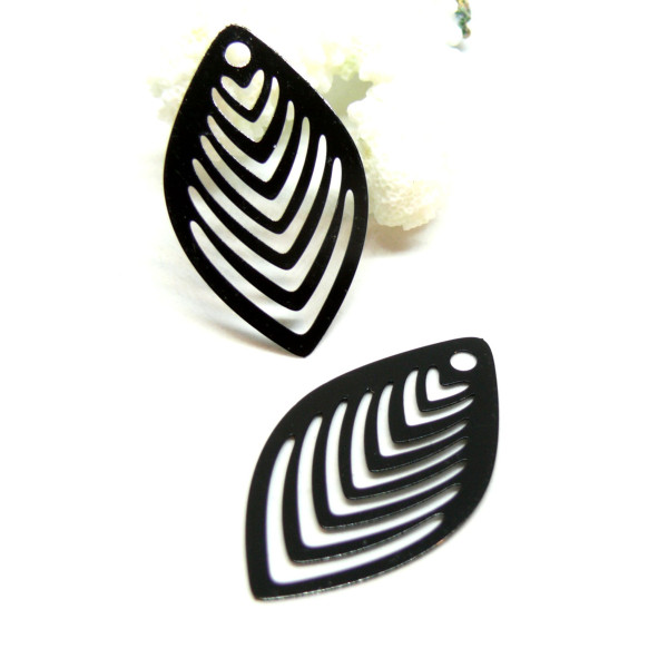 Estampes, pendentifs Multi Ovales 41mm, métal coloris NOIR