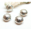 Slides, passant, Perles intercalaires, Fleur Biface 12mm, Laiton finition Argent Antique