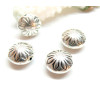 Slides, passant, Perles intercalaires, Fleur Biface 12mm, Laiton finition Argent Antique
