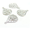 Estampes, pendentifs filigrane, Goutte 20mm, Acier Inoxydable finition Argent