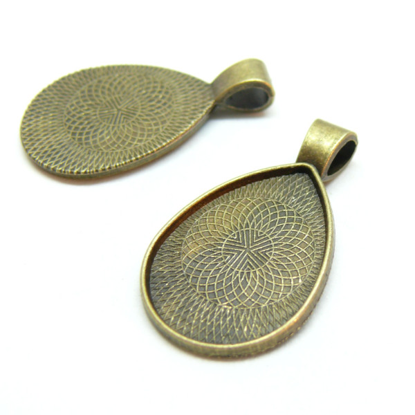 Supports de pendentifs Goutte 18 par 25 mm, Qualité Extra, laiton finition Bronze