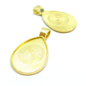 Supports de pendentifs Goutte 18 par 25 mm, Qualité Extra, laiton finition Doré