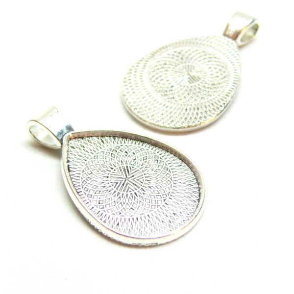 Supports de pendentifs Goutte 18 par 25 mm, Qualité Extra, laiton finition Argent Antique