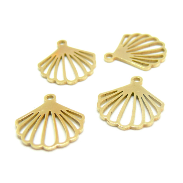 Pendentifs Coquille Saint Jacques 18mm, Acier Inoxydable , finition Doré