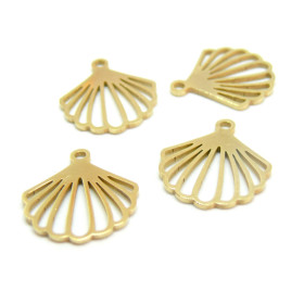 Pendentifs Coquille Saint Jacques 18mm, Acier Inoxydable , finition Doré