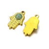 Pendentif, Chance, Amulette Main de Fatima 25 par 16mm, Aventurine, Acier Inoxydable 304 finition Doré