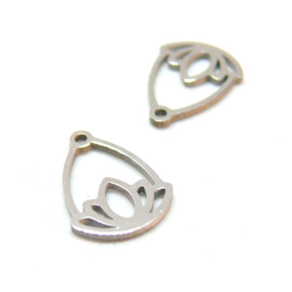 Pendentifs, Fleur de Lotus 13 mm, Acier Inoxydable 304 coloris Argenté