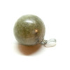 Pendentif ROND 18mm,  Labradorite avec bélière,  métal finition Argenté