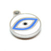 Pendentif avec Oeil de la protection 12mm, résine émaillée, Acier Inoxydable 304, finition Argenté