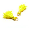 Pompons, breloque, passementière avec fil d'or et anneau 25mm JAUNE