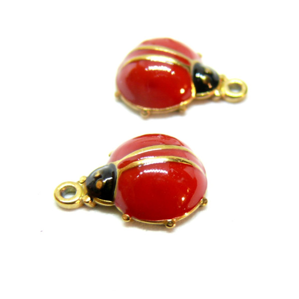 Pendentifs Coccinelle 12mm – Résine Émaillée & Acier Inoxydable 304 Doré à l'Or Fin 18K