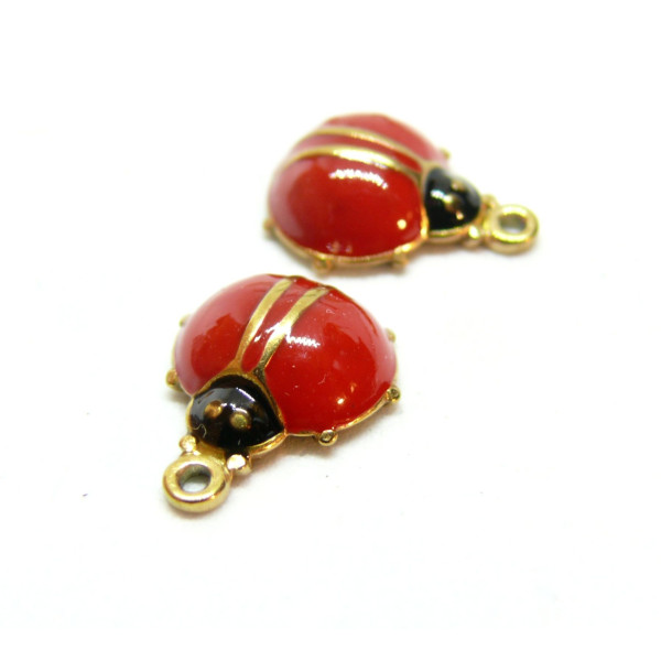 Pendentifs Coccinelle 12mm – Résine Émaillée & Acier Inoxydable 304 Doré à l'Or Fin 18K
