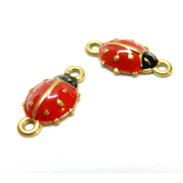 connecteurs coccinelle 19 mm – Résine émaillée & Acier Inoxydable 304 doré à l’or fin 18K