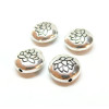 Perles intercalaires Fleur de lotus, Yoga, métal couleur ARGENT ANTIQUE