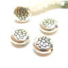 Perles intercalaires Fleur de lotus, Yoga, métal couleur ARGENT ANTIQUE