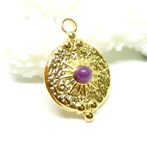 Pendentif, Boho Chic 25 par 16mm, Acier Inoxydable 304 finition Doré