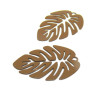 Estampes, pendentifs filigrane, Feuille Monstera Exotique 28 par 20mm, coloris Marron