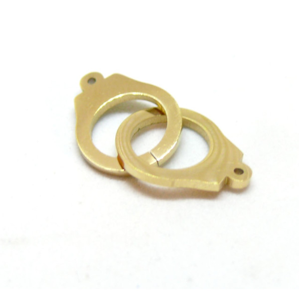 Pendentif, Connecteur Menottes , Acier Inoxydable 304, finition Doré à l'or fin 18K