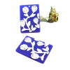 Pendentifs Résine, Rose Vintage 3D forme Rectangle 35mm, coloris Bleu
