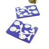 Pendentifs Résine, Rose Vintage 3D forme Rectangle 35mm, coloris Bleu