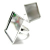 Supports de Bagues Carré 25 mm – Anneau Double – Laiton Finition Argent Platine
