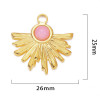Pendentif, Demi Soleil, Eventail 25 mm, Acier Inoxydable 304 finition Doré et Agate Rose
