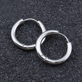 Créoles Rondes 12mm, épaisseur 2mm, Acier Inoxydable 304 finition Argenté