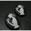 Cabochons Résine  Ovale 30 par 22mm La belle des neiges