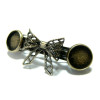 Support de barrette Clips double Cabochons et Noeud, laiton finition Bronze