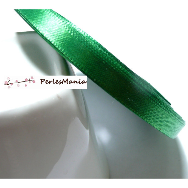 Lot 1 rouleau de 22 mètres ruban satin 6mm VERT