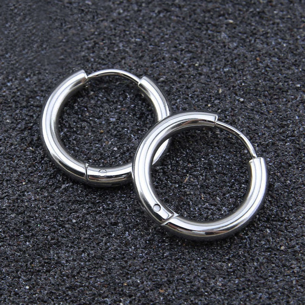 Créoles Rondes 13mm, épaisseur 2.5mm, Acier Inoxydable 304 finition Argenté