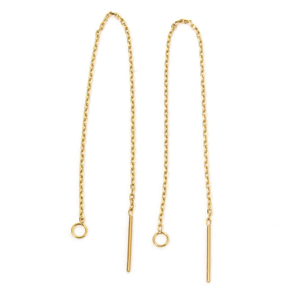 Chaines pour boucle d'oreille 10.5 cm, Acier Inoxydable 304, finition Doré à l'or fin 18K