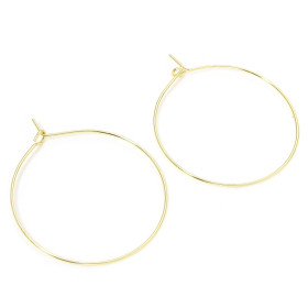Boucles d'oreilles, Créoles Tige 45mm, Laiton finition Doré à l'or fin 18K