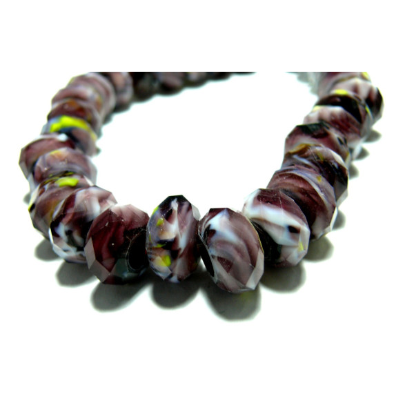 6 magnifiques rondelles verre facetté violet parme