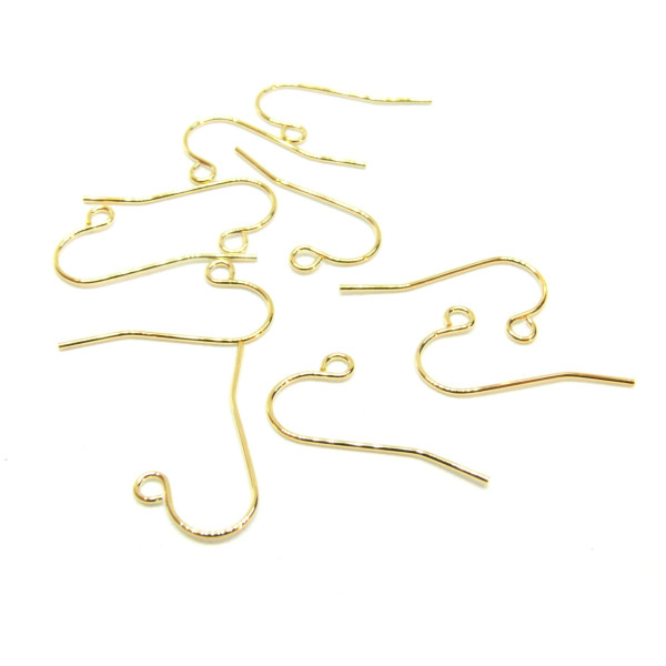 Boucles d'oreille Crochet Simple 22.5mm, Laiton finition Doré à l'or fin 18K