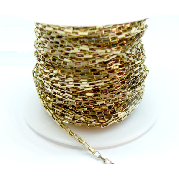 Chaine, maille Vénitienne Rectangle 4 par 2 mm, Acier Inoxydable 304, finition Doré, Placage IONIQUE