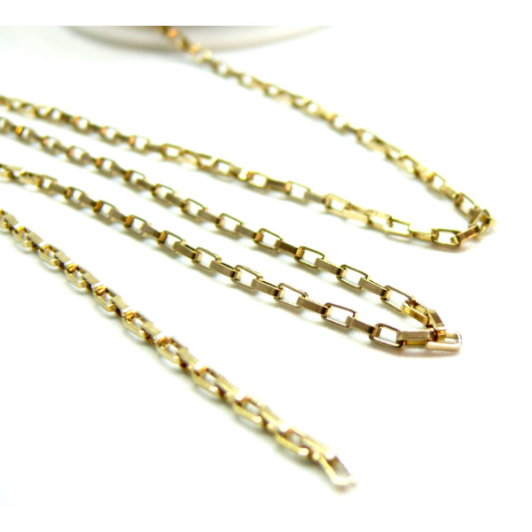 Chaine, maille Vénitienne Rectangle 4 par 2 mm, Acier Inoxydable 304, finition Doré, Placage IONIQUE