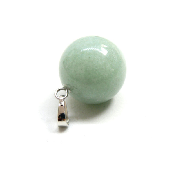 Pendentif ROND 18mm,  AVENTURINE avec bélière,  métal finition Argenté