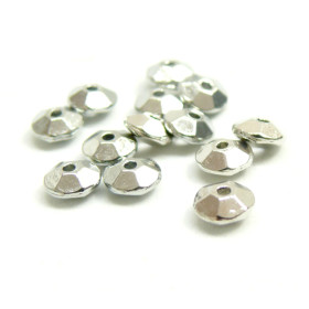 Perles intercalaires, Soucoupe facettée 6mm, métal finition Argent Antique